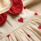 Little Love Heart Embroidered Peter Pan Collar Dress