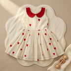 Little Love Heart Embroidered Peter Pan Collar Dress