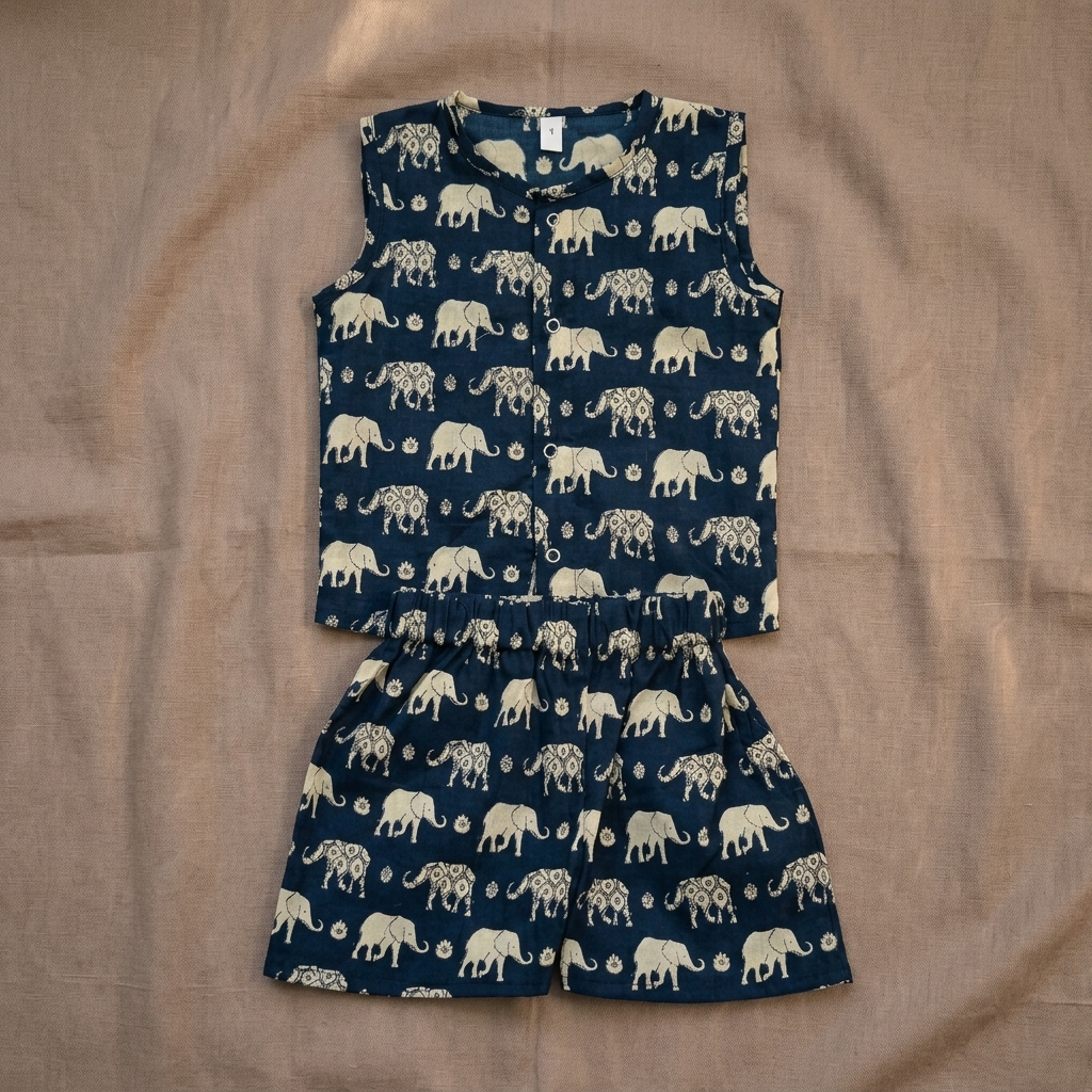 Elephant Block-Print Co-ord Set