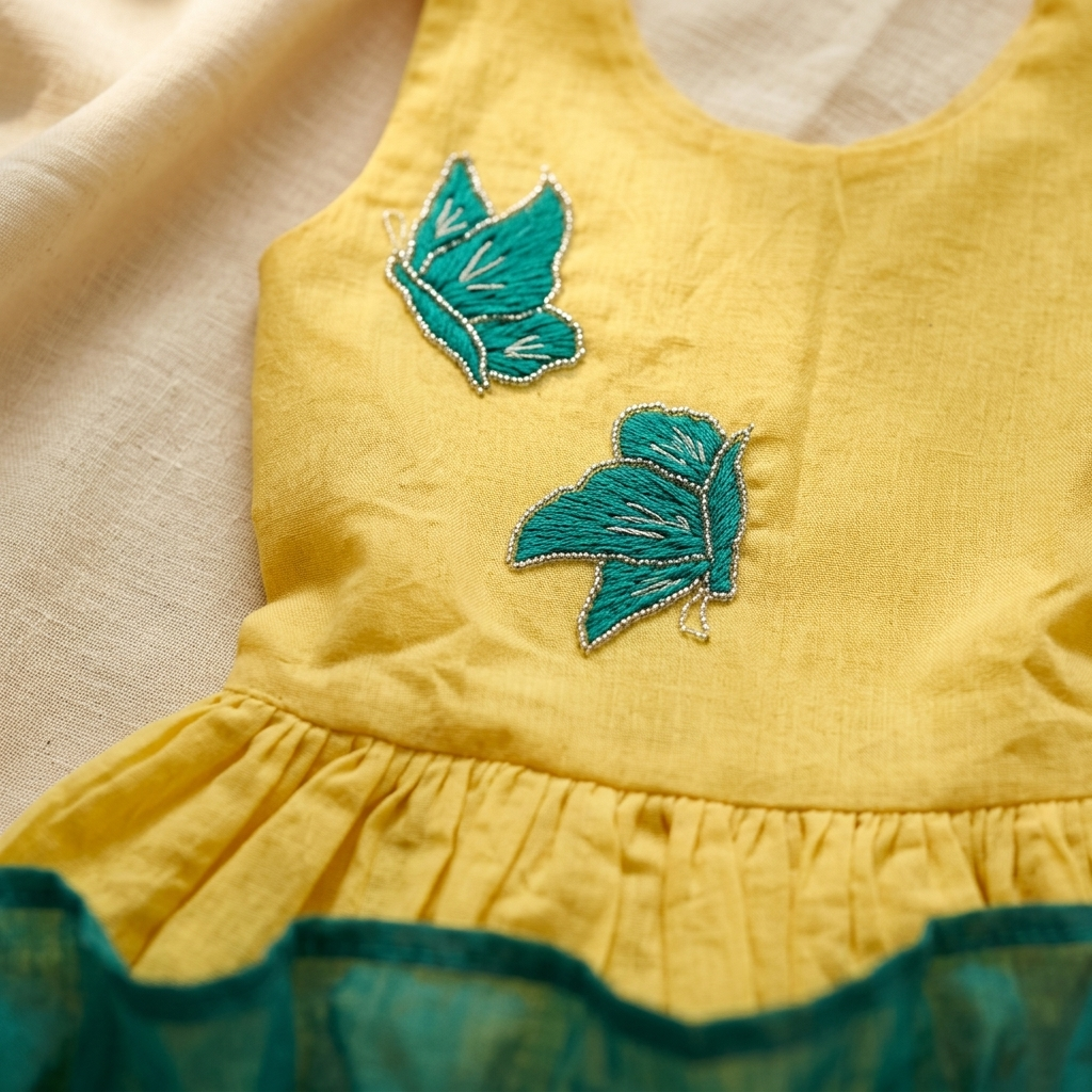 Sunflower Butterfly Layered Dress