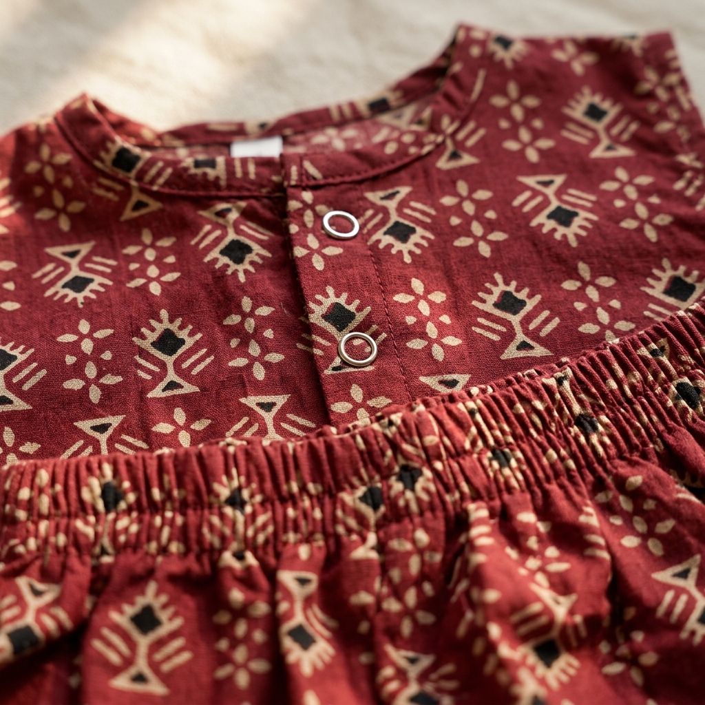 Maroon Geometric Block-Print Co-ord Set