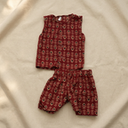 Maroon Geometric Block-Print Co-ord Set