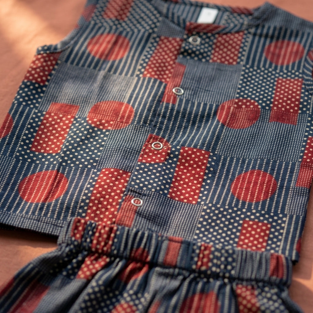 Blue and Red Geometric Abstract Co-ord Set
