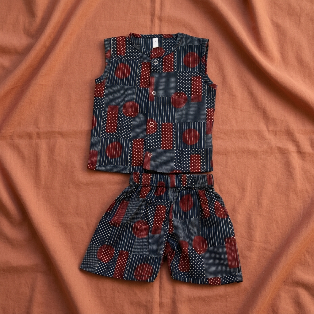 Blue and Red Geometric Abstract Co-ord Set